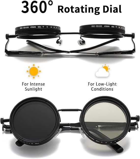 Steampunk Adjustable Tint Sunglasses – Gear-Operated Variable Filtration