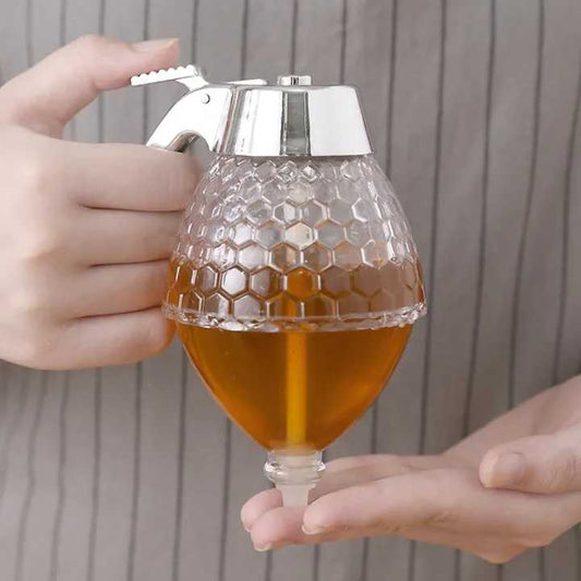 Honey Dispenser with Stand Honey Container, Syrup and Sugar Jar Pot, No Drip Honey Dispenser with High Capacity -1Pc